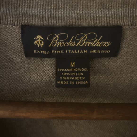 Brooks Brothers Sweater Mens Size M Brown Merino Wool Blend Preppy Old Money - Picture 2 of 7